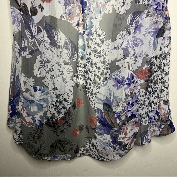 NWOT LOGO by Lori Goldstein Women’s Size XXS Floral Printed Chiffon Vest Pockets - Picture 4 of 11